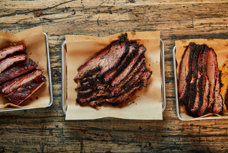Spread of Texas barbecue.