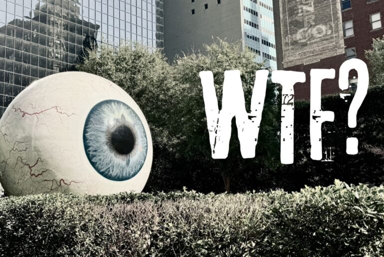 The Eye art piece in downtown Dallas.