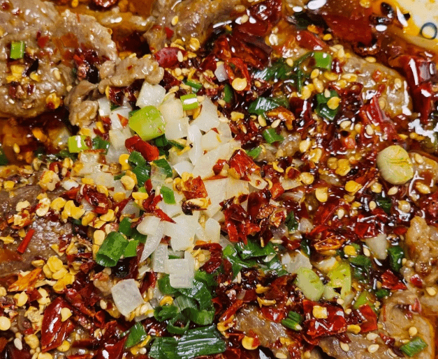 boiled beef, loaded with chili