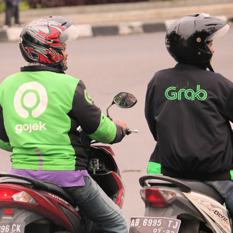 GoJek and Grab Driver on Moped in Bali