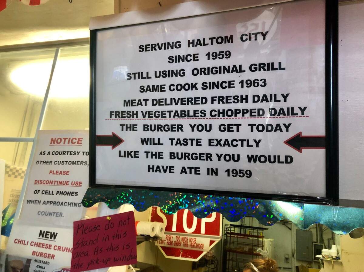 Your burger at Clown Burger will taste “exactly like” the burgers in 1959, the sign promised.