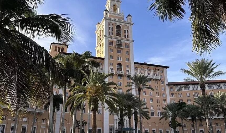 facade of Coral Gables' Biltmore Hotel