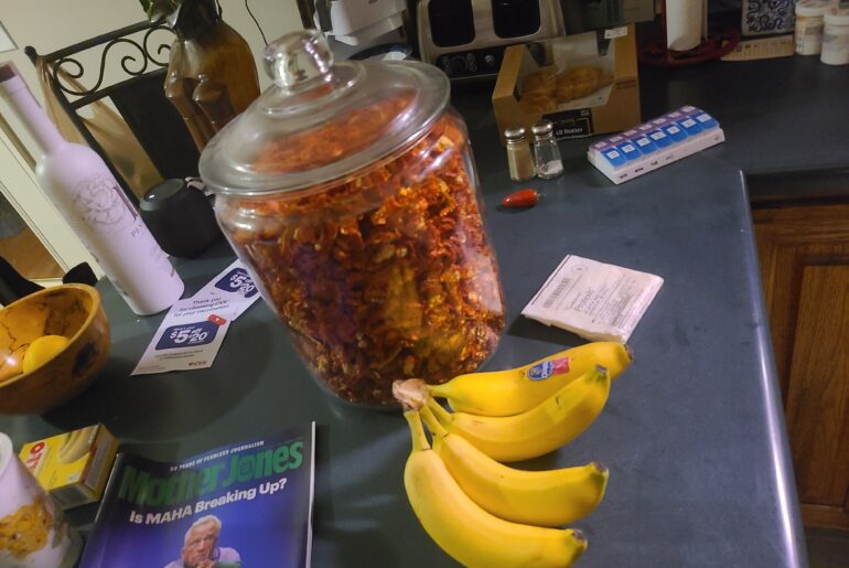 About 9 gallons of super hots dried out.