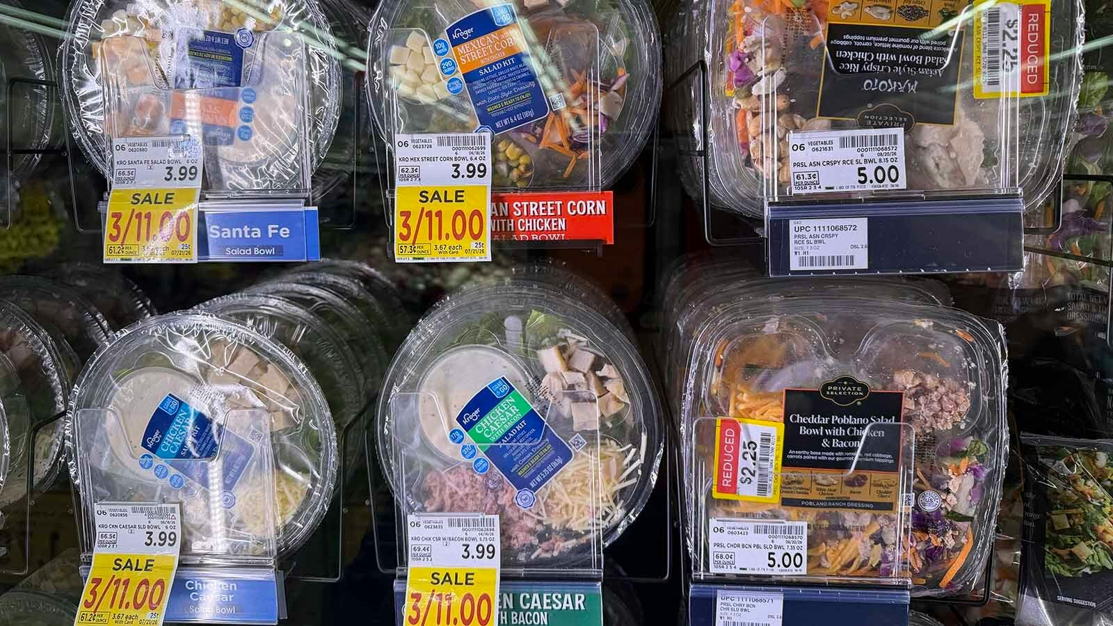 Prepared salads, including marked-down packages, at Smith’s in Casper.