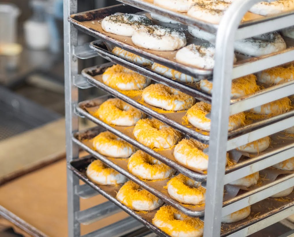 Bagels at Spielman, later at Ricky's.